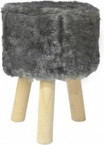 kruk 28 x 28 hout/polyester grijs/naturel