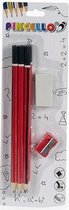 potlodenset hout/rubber rood 6-delig