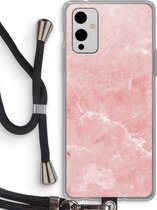 Case Company® - OnePlus 9 hoesje met Koord - Roze marmer - Telefoonhoesje met Zwart Koord - Bescherming aan alle Kanten en Over de Schermrand
