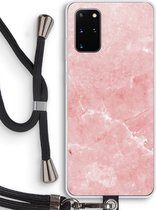 Case Company® - Samsung Galaxy S20 Plus hoesje met Koord - Roze marmer - Telefoonhoesje met Zwart Koord - Bescherming aan alle Kanten en Over de Schermrand