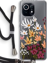 Case Company® - Xiaomi Mi 11 hoesje met Koord - Painted wildflowers - Telefoonhoesje met Zwart Koord - Bescherming aan alle Kanten en Over de Schermrand