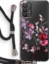 Case Company® - Samsung Galaxy A32 4G hoesje met Koord - Mooie bloemen - Telefoonhoesje met Zwart Koord - Bescherming aan alle Kanten en Over de Schermrand