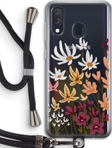 Case Company® - Samsung Galaxy A40 hoesje met Koord - Painted wildflowers - Telefoonhoesje met Zwart Koord - Bescherming aan alle Kanten en Over de Schermrand