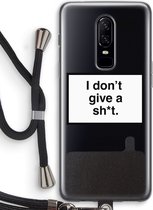Case Company® - OnePlus 6 hoesje met Koord - Don't give a shit - Soft Case - Bescherming aan alle Kanten - Zijkanten Transparent - Bescherming Over de Schermrand - Back Cover - Crossbody case