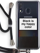 Case Company® - Samsung Galaxy A40 hoesje met Koord - Black is my happy color - Telefoonhoesje met Zwart Koord - Bescherming aan alle Kanten en Over de Schermrand