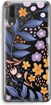 Case Company® - Huawei P20 hoesje - Flowers with blue leaves - Soft Cover Telefoonhoesje - Bescherming aan alle Kanten en Schermrand