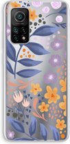 Case Company® - Xiaomi Mi 10T hoesje - Flowers with blue leaves - Soft Cover Telefoonhoesje - Bescherming aan alle Kanten en Schermrand