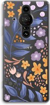 Case Company® - Sony Xperia Pro-I hoesje - Flowers with blue leaves - Soft Cover Telefoonhoesje - Bescherming aan alle Kanten en Schermrand