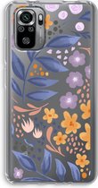 Case Company® - Xiaomi Redmi Note 10S hoesje - Flowers with blue leaves - Soft Cover Telefoonhoesje - Bescherming aan alle Kanten en Schermrand