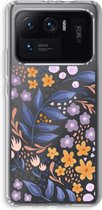 Case Company® - Xiaomi Mi 11 Ultra hoesje - Flowers with blue leaves - Soft Cover Telefoonhoesje - Bescherming aan alle Kanten en Schermrand