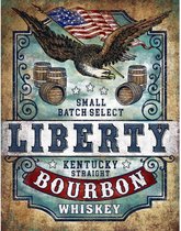 Metalen Wandbord Liberty Bourbon Whiskey - 31,5 x 40,5 cm