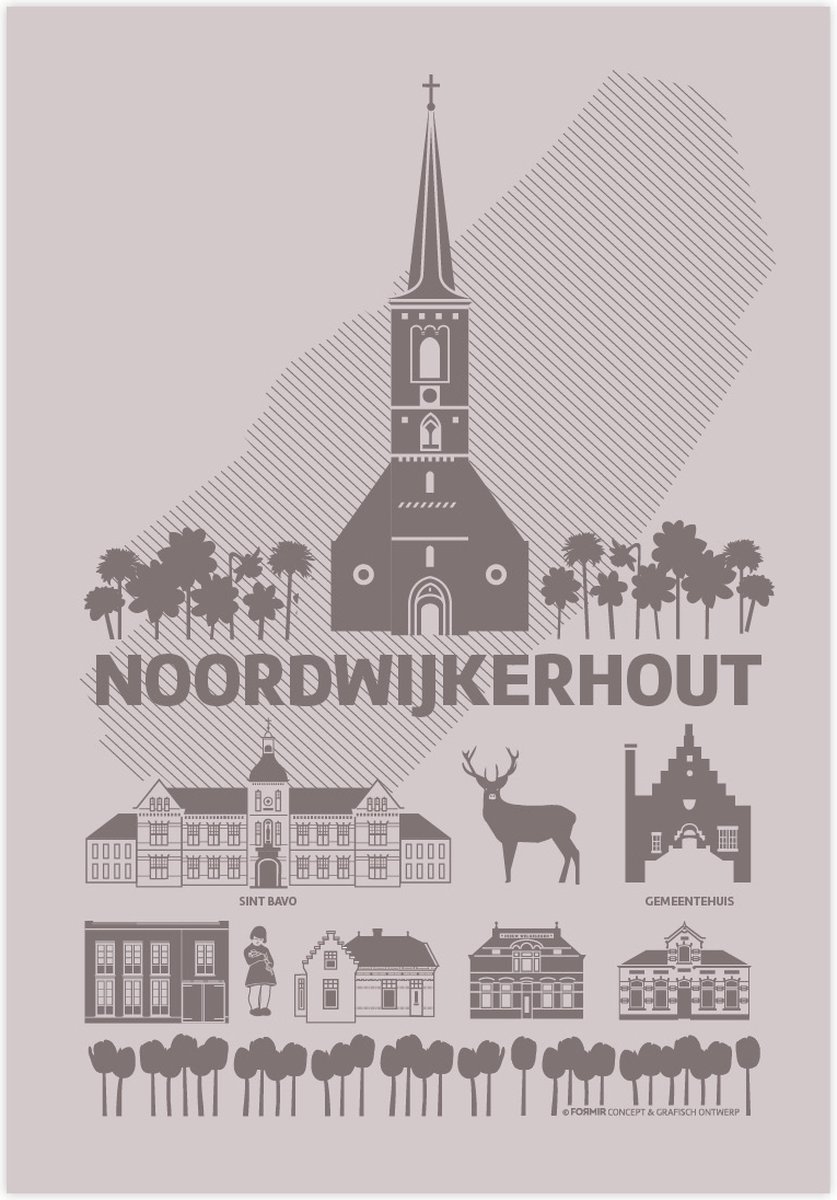 FORMIR Theedoek Noordwijkerhout 50% katoen 50% linnen grafische print