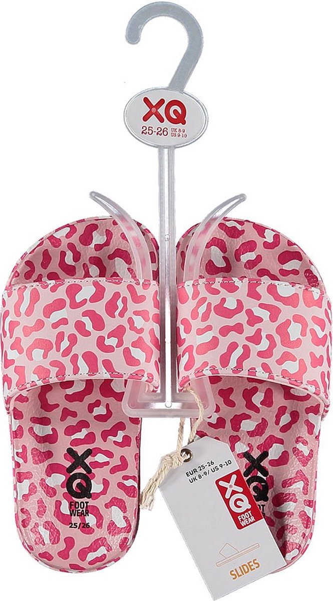 XQ Footwear - Slippers - Panterprint - Roze - Maat 33/34