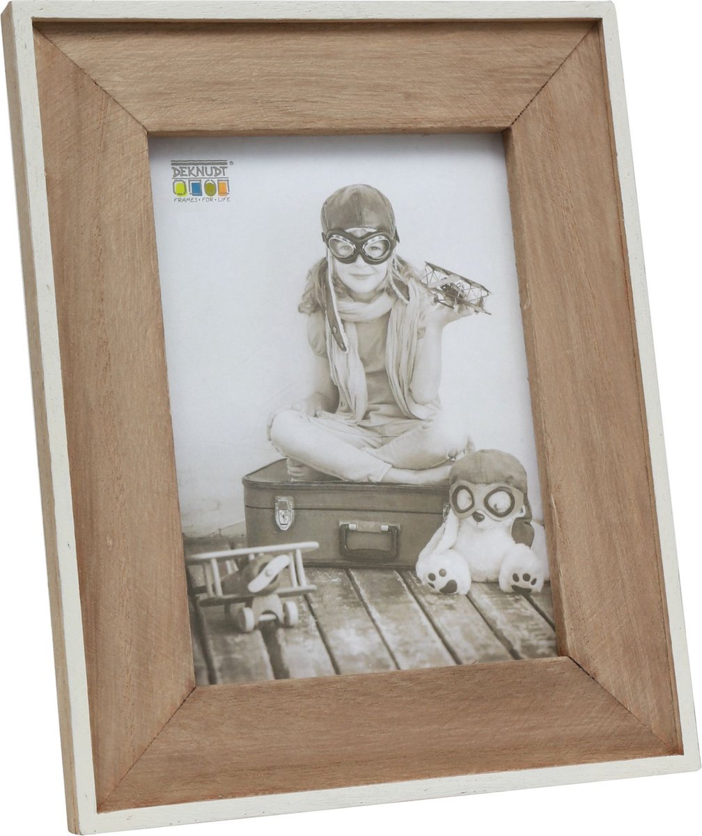 Deknudt Frames fotolijst S67TX1 - wit met houten passe-partout - 10x15