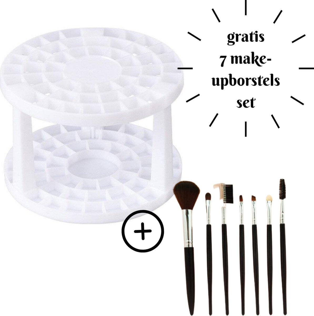Make-up Borstels Opbergrek (Wit) met GRATIS 7 make-upborstels set| Multifunctionele make-upborstels Opslag| Cosmetische borstelhouder|