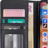 Huawei P20 LIte Zwart Stevige Portemonnee Wallet Case  - Pasjeshouder - boek Telefoonhoesje Kunstleer - Book case