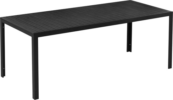 Outsunny Table Aluminium WPC table à manger table de jardin mobilier de jardin balcon noir 01-0703