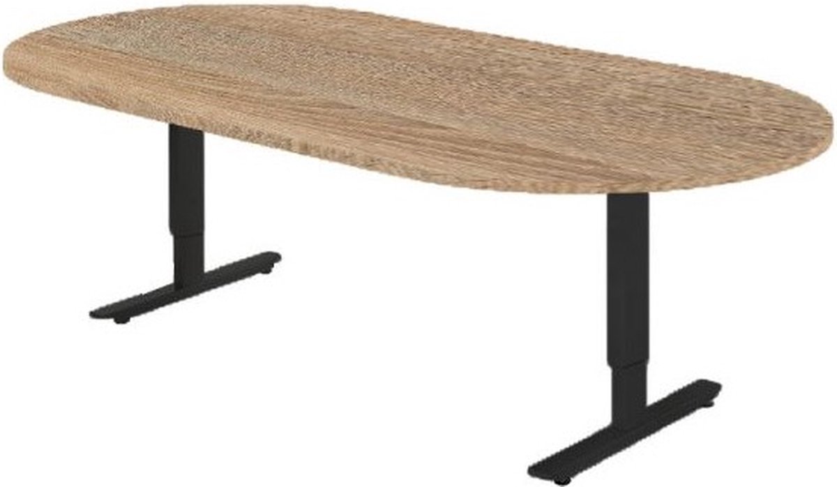 Offeco Bureau York - Bureau - Bureautafel - Vergadertafel - Gaming bureau - Game bureau - Computertafel - Desk - Bureau Zwart - Verstelbaar bureau - Gaming Desk - Bureau tafel - Bureau verstelbaar  Midden eiken   240x120cm-- blad-  onderstel- x120