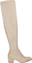 Manfield - Dames - Beige hoge laarzen - Maat 39