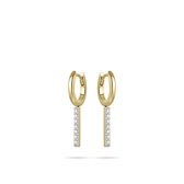 Gisser Jewels - Boucles d'oreilles d'oreilles KC1036Y - argent plaqué or jaune - avec pierres de zircone - 13,5 mm + breloque 20 mm