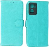 Oppo Reno 7 5G Hoesje - Book Case Telefoonhoesje - Kaarthouder Portemonnee Hoesje - Wallet Cases - Groen