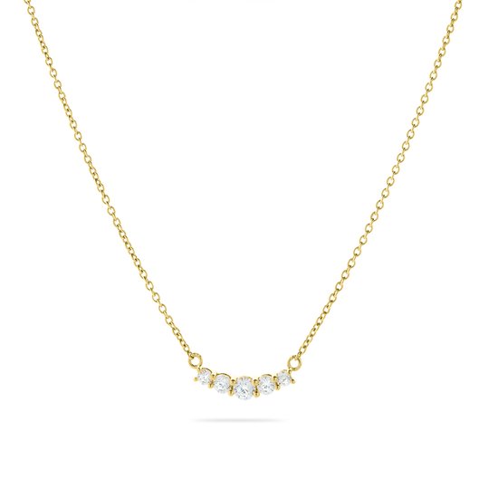 Gisser Jewels - Halsketting VGN015 - 14k geelgoud - met zirconia stenen - 42 + 3 cm