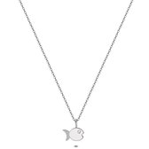 Twice As Nice Halsketting in edelstaal, vis, wit, kristal 40 cm+5 cm