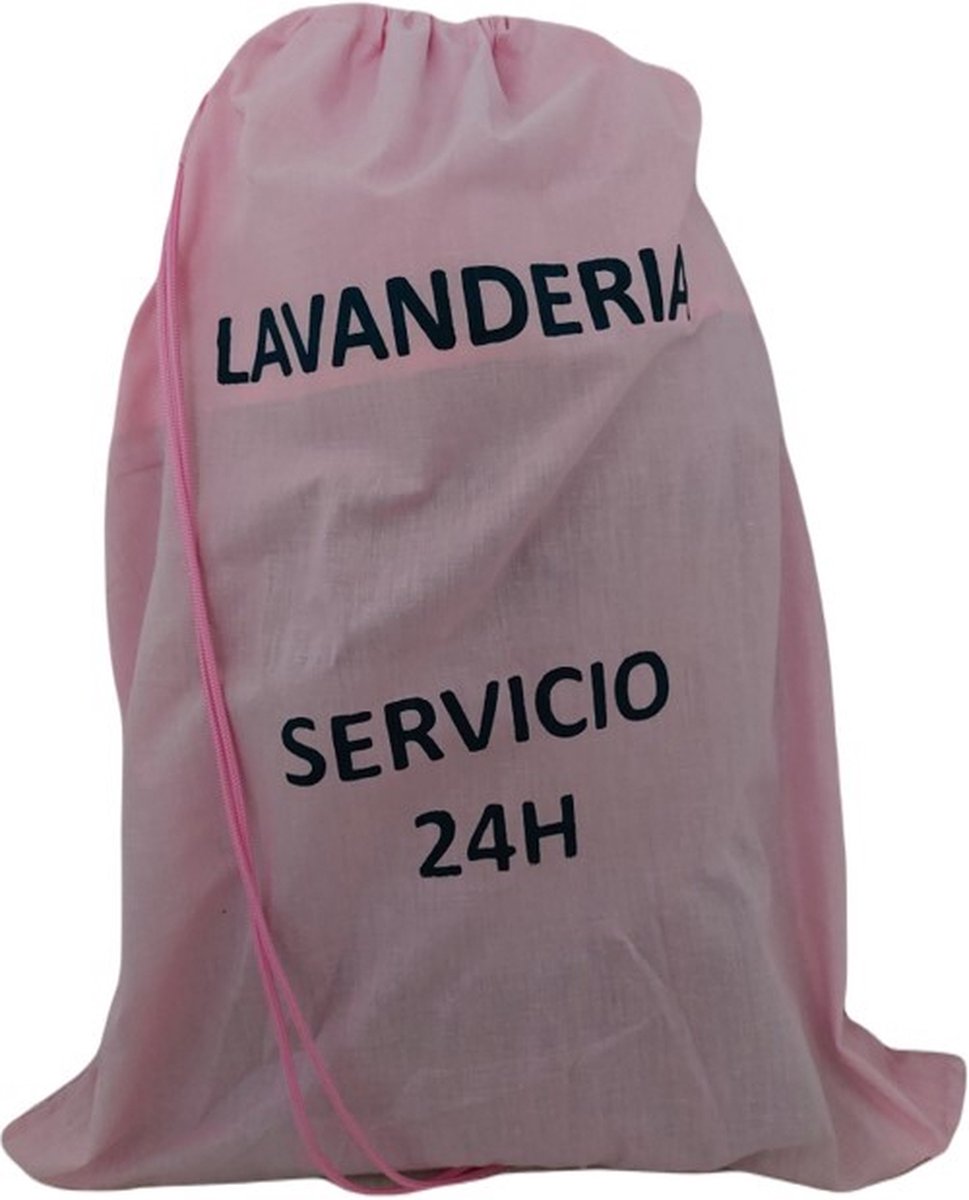 Katoenen waszak -XL - met trekkoord - Lavanderia 24H-Pink