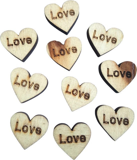 niet voldoende gemakkelijk te kwetsen recorder Houten decoratie hartjes Love 10 stuks | bol.com