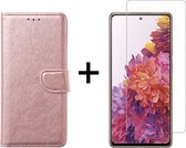 Samsung S22 Plus Hoesje - Samsung Galaxy S22 Plus hoesje bookcase rose goud wallet case portemonnee hoes cover hoesjes - 1x Samsung S22 Plus screenprotector
