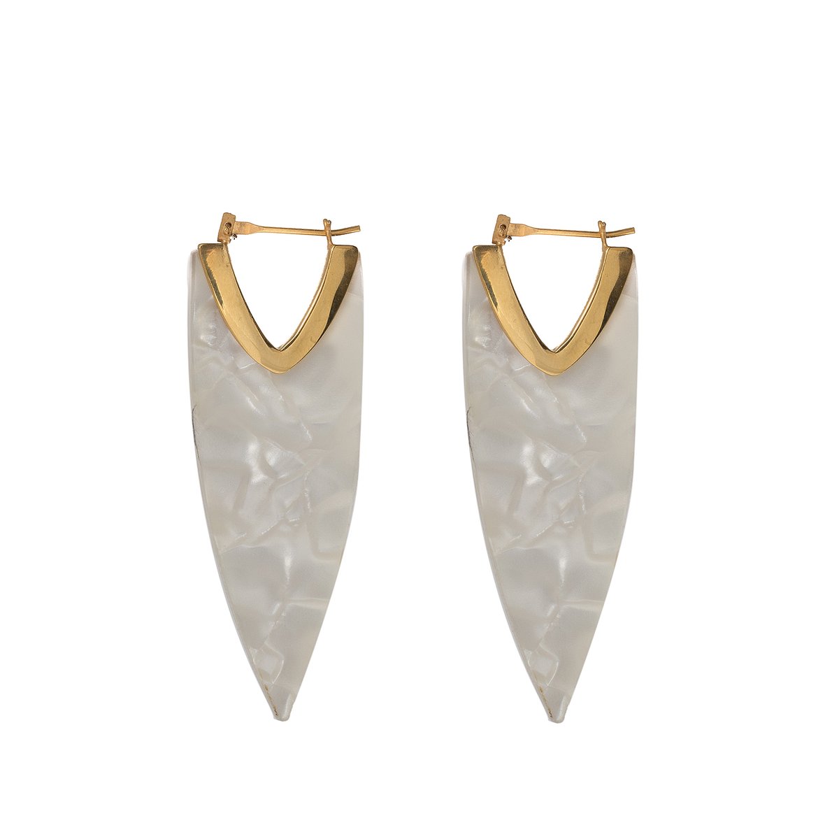 HÕBE –Hamilton Oorbellen– Vergulde Messing – Gerecycled Messing – Oorbellen– Handgemaakte Sieraad – Accessories – Dames Oorbellen - Cellulose acetaat oorbellen