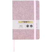 Glitter notitieboek roze A5 maat lang 15 cm - hoog 21 cm - 120 blad - FSC verantwoord hout en papier