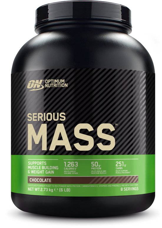 Optimum Nutrition Serious Mass - Chocolate - Mass Gainer - Weight Gainer - 2727 gram (8 servings)