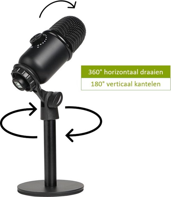 Nor-tec Microfoon met statief - Podcast microfoon - HOGE KWALITEIT - Gaming microfoon - Steam microfoon - Voor PC Xbox PS4 PS5 Macbook - Zwart - Plug & Play - Nor Tec