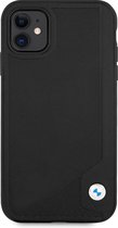 BMW Leather Back Cover Debossed Stripes - Geschikt voor Apple iPhone 11 (6.1") - Zwart