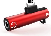 Xtabarya Mini Splitter 2 In 1 Verlichting Adapter Opladen Luisteren Voor Iphone 7 8 Plus Oortelefoon 3.5 Mm Jack Charge Splitter Voor iphone Xs Max Xr -Rood