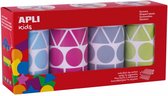 APLI Kids | Gekleurde stickers pastelkleuren 4 vormen - 27 mm