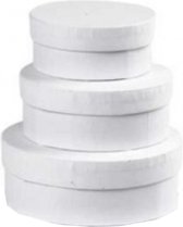 Ronde witte hobby of opslag dozen set in 3-formaten 8/10/12 cm diameter