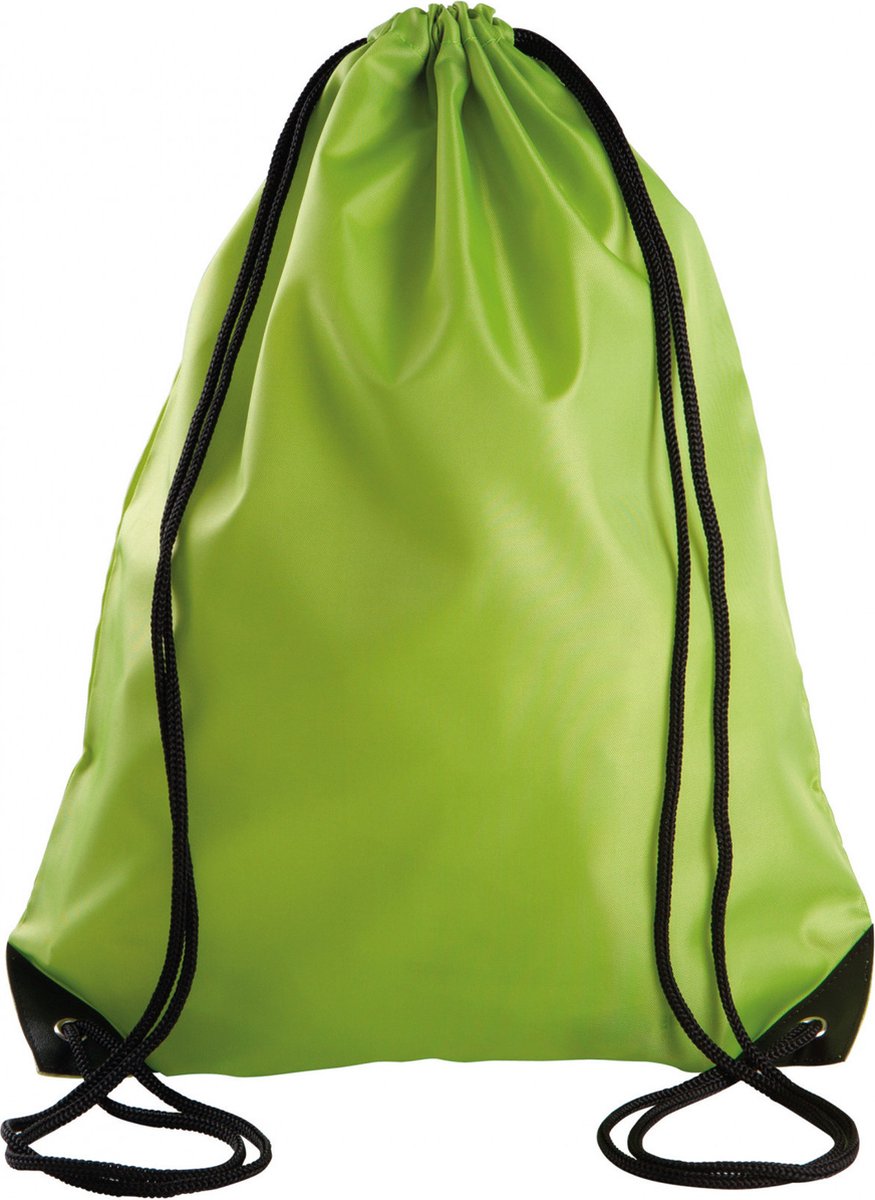 4x stuks sport gymtas/draagtas in kleur lime groen met handig rijgkoord 34 x 44 cm van polyester en verstevigde hoeken