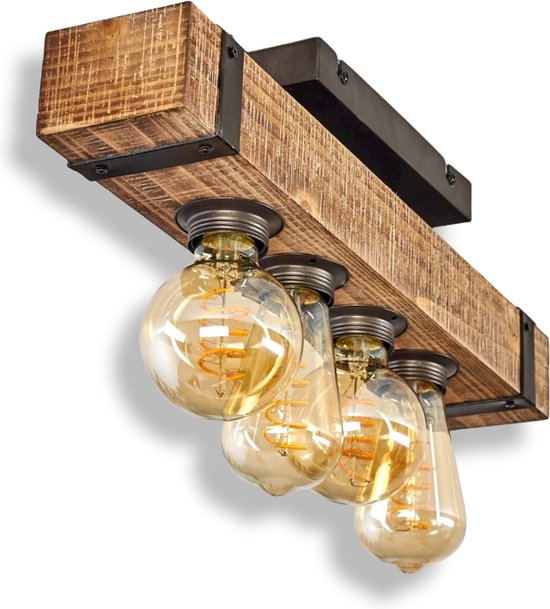 Landhuis Plafondlamp, modern Houten Lamp, Rustiek Plafondlamp , vintage  plafondlamp... | bol.com