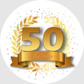 24x Verjaardag ronde stickers 50 jaar - Happy Birthday Feest Stickervellen Kinderen Volwassenen Cadeau Sticker
