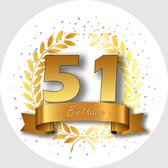 24x Autocollants ronds d'anniversaire 51 ans - Happy d'autocollants de Fête d'anniversaire pour Enfants Adultes Autocollant cadeau