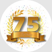 24x Verjaardag ronde stickers 75 jaar - Happy Birthday Feest Stickervellen Kinderen Volwassenen Cadeau Sticker
