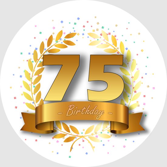 24x Autocollants ronds d'anniversaire 75 ans - Happy d'autocollants de Fête