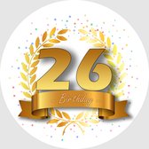 24x Verjaardag ronde stickers 26 jaar - Happy Birthday Feest Stickervellen Kinderen Volwassenen Cadeau Sticker