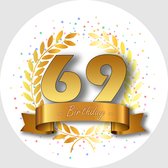 24x Verjaardag ronde stickers 69 jaar - Happy Birthday Feest Stickervellen Kinderen Volwassenen Cadeau Sticker