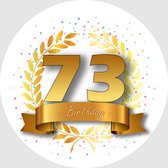 24x Verjaardag ronde stickers 73 jaar - Happy Birthday Feest Stickervellen Kinderen Volwassenen Cadeau Sticker
