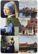 Onderzetters, set van 6, Meesterwerken van Johannes Vermeer