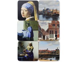 Onderzetters, set van 6, Meesterwerken van Johannes Vermeer