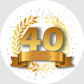 24x Verjaardag ronde stickers 40 jaar - Happy Birthday Feest Stickervellen Kinderen Volwassenen Cadeau Sticker